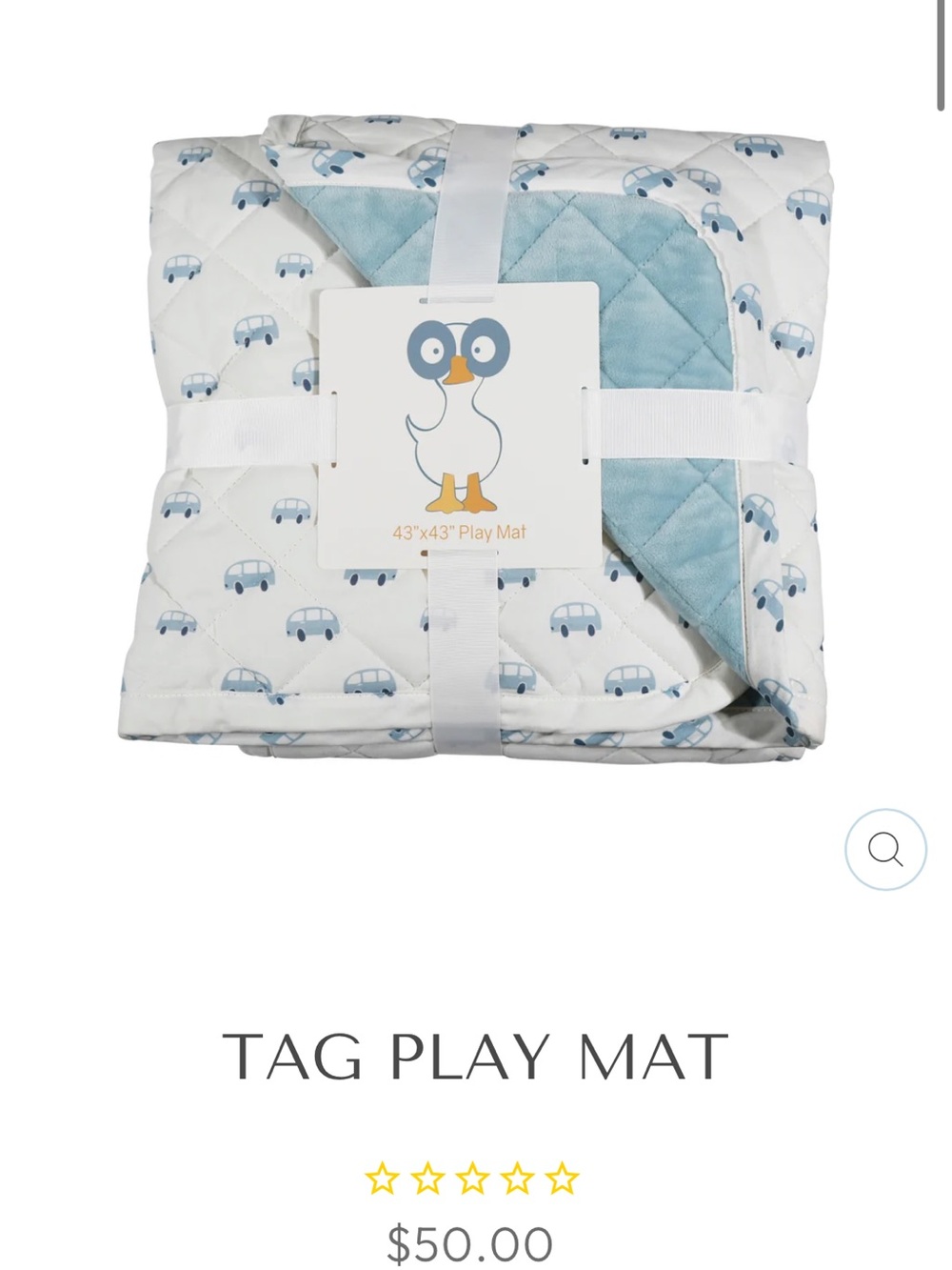 Tag Play Mat - Blue Car Pattern